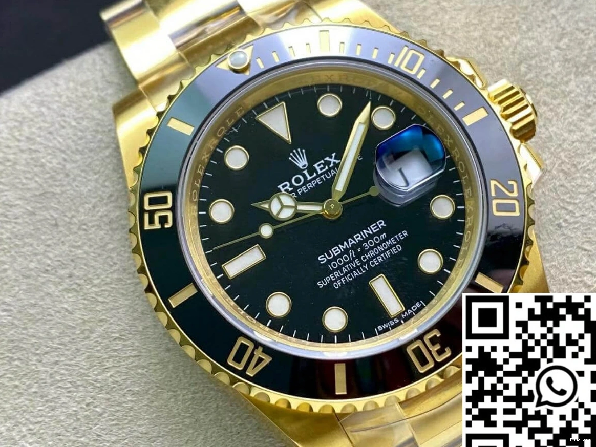 VS Yellow Rolex Factory Black Submariner Gold 116618LN-97208 Dial 0418